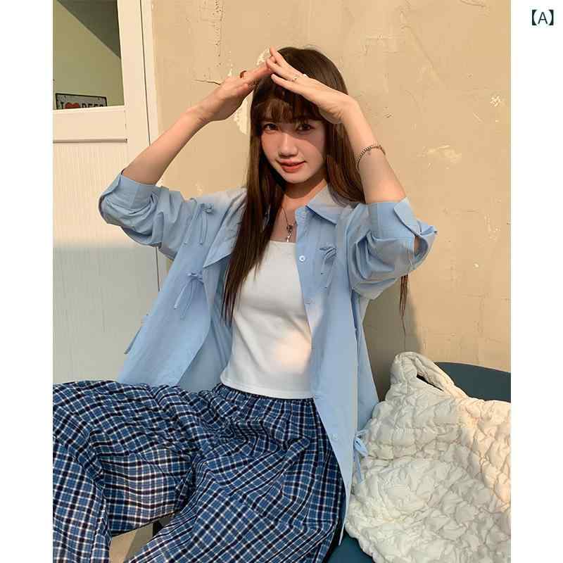 シャツ レディース ゆったり 長袖 トップス ブラウス 立体 蝶結び デザイン 春秋 sofapotato-10611132 ソファポテト サンプル画像2