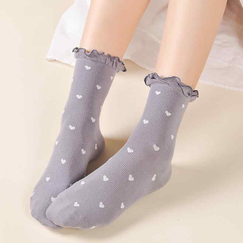 靴下 レディース 春秋 高精棉 花柄 レース 中筒 ソックス 締め付けない