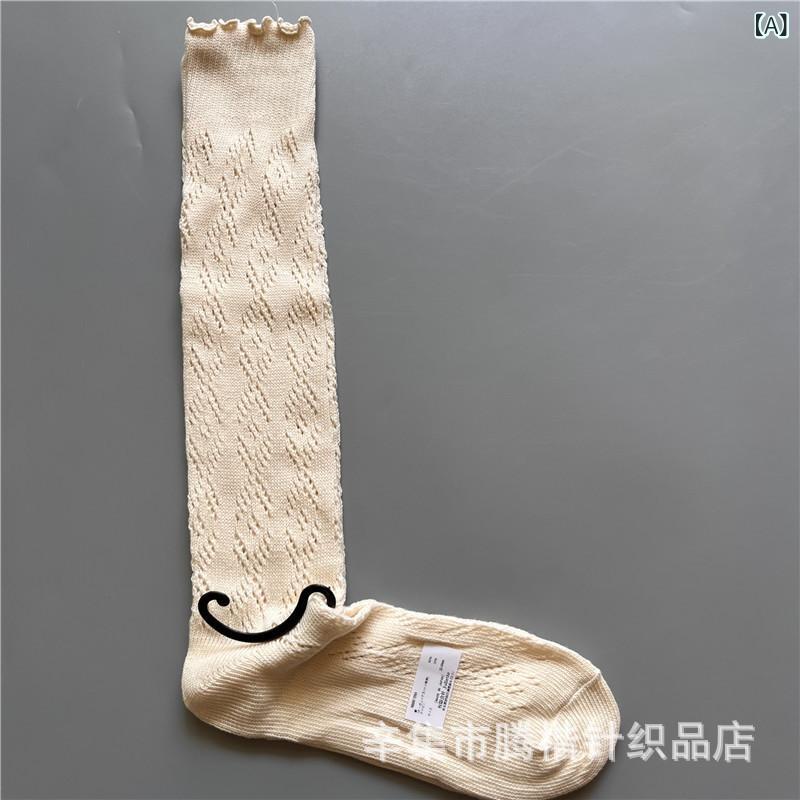 靴下 レディース 小腿丈 リブ編み 無地 ソックス 膝下 ルーズ ガーリー フェミニン かわいい 通気性 メッシュ 綿2
