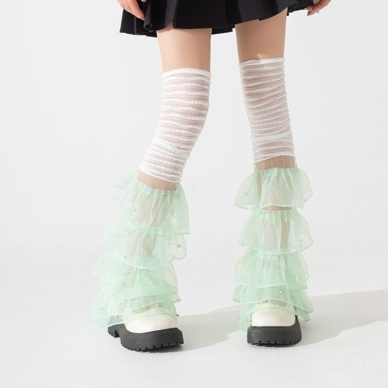 靴下 レディース レース 花柄 JK レッグウォーマー 腿ウォーマー 小悪魔 ギャル Y2K 系