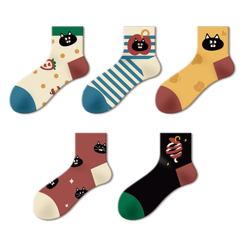 靴下 レディース かわいい 靴下 秋冬 ショートソックス 通気性 滑り止め 綿 レトロ