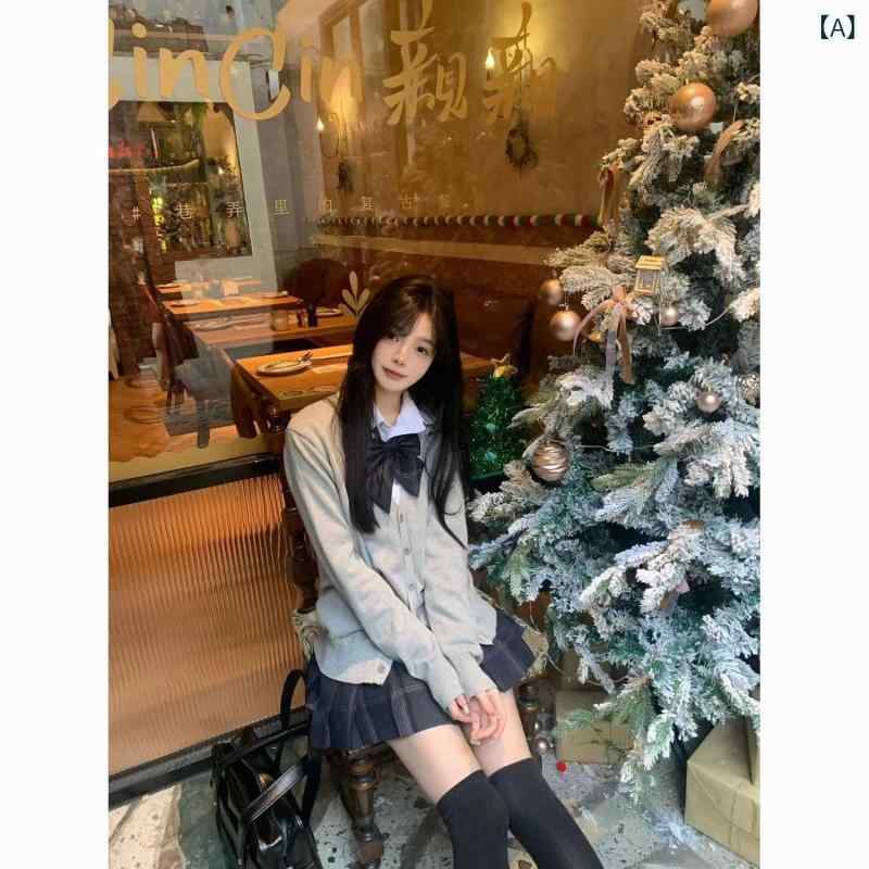 セットアップ ニット カーディガン ミニスカート レディース JK制服風 桜 かわいい ガーリー 制服 オルチャン