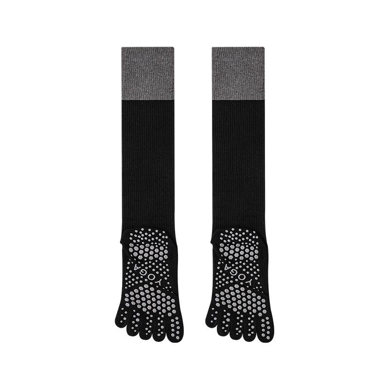 靴下 レディース スポーツ 滑り止め 秋冬 ミドル丈 5本指 ヨガ ピラティス トレーニング ソックス レッ..