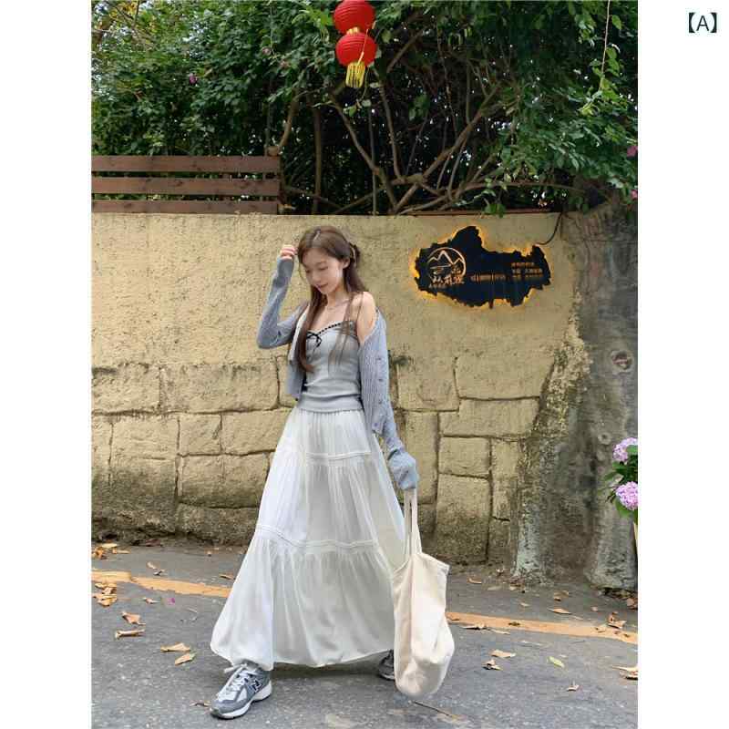 スカート レディース 春秋 高腰 Aライン ミモレ丈 ロングスカート 小柄 ふんわり ケーキスカート 白 ホワイト 着痩せ かわいい 上品 きれいめ お洒落 オシャレ