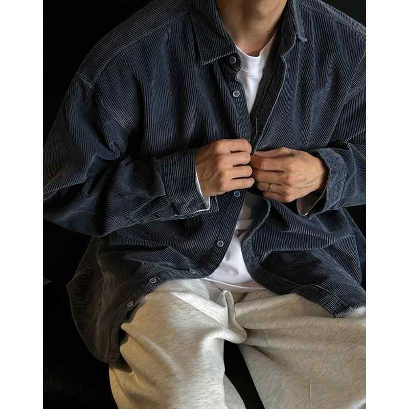 シャツ メンズ 男性用 レトロ 普段使い 長袖 トップス 襟付き 接触冷感 伸縮性 カットソー ジャケット風 カジュアル