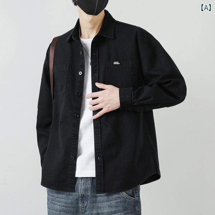 シャツ メンズ 男性用 ニット 襟付き 長袖 トップス 綿 コットン ゆったり カジュアル 普段使い