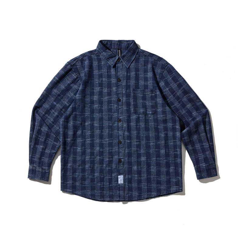 Short Sleeves （Shape Holding） - シャツ メンズ 男性用 レトロ 格子柄 デニムシャツ ブラウス トップス 秋冬 高級感
