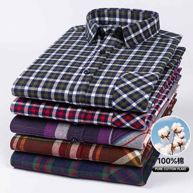 シャツ メンズ 男性用 長袖シャツ 秋冬 ネルシャツ コットン100% 綿100% チェック柄 普段使い カジュアルシャツ 大码・素材: 長絨綿・素材機能: 洗濯機洗い可能、耐摩耗性、高色堅牢度・生地の密度: 60番手・スタイル: 軽熟カジ...