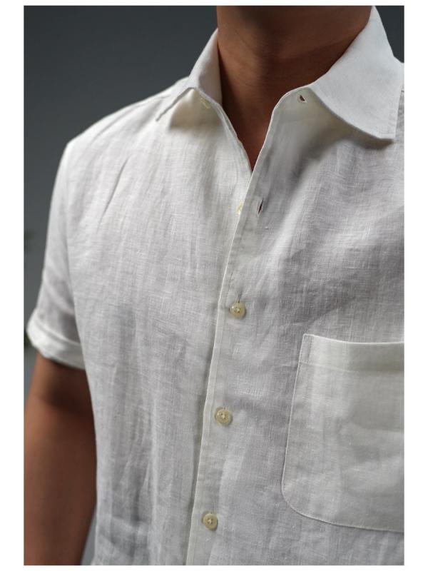 シャツ メンズ 男性用 亜麻 リネン トップス ファッション 通勤着 温莎カラー 無地 ビッグシルエット ゆったりサイズ 普段使い リラッ..
