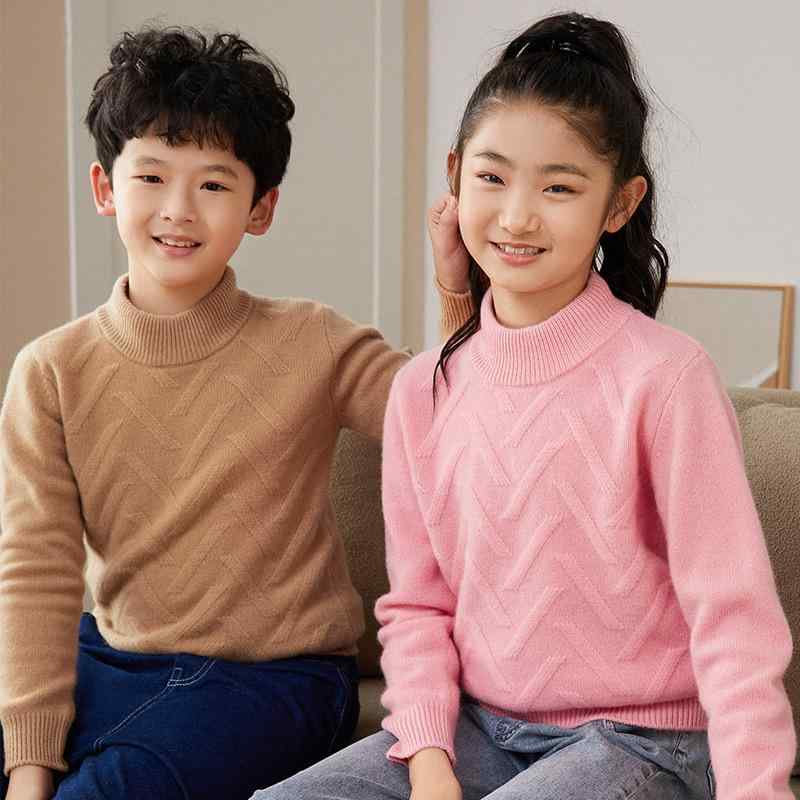 ニット キッズ 子供 男女兼用 厚手 100%ウール セーター タートルネック カシミヤ ウール ニット トップス 秋冬 あったか 防寒