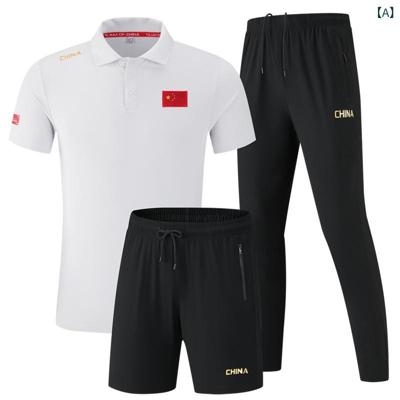 ポロシャツ メンズ レディース 上下セット 運動着 速乾 アイスシルク 接触冷感 半袖 短パン ハーフパンツ 長ズボン ロングパンツ 3点セット スポーツウェア 男性用 女性用