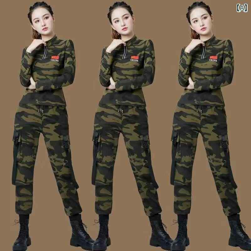 Tシャツ レディース 迷彩 ミリタリー カーゴパンツ セットアップ 水兵舞 練習着 レッスン着 ダンス 衣装 ヨガ スポーツ ウェア 上下セット