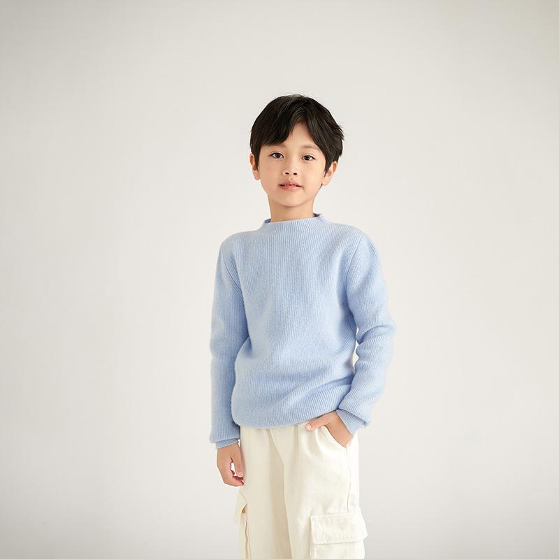 ニット キッズ 子供服 24秋冬 ハーフネック 無地 羊毛 ニット トップス 保温 インナー 元宝針 かわいい