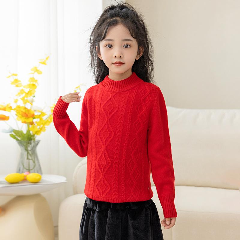 ニット キッズ 子供 ニットセーター 秋冬 高襟セーター 提花 厚手 羊毛 あったか ...