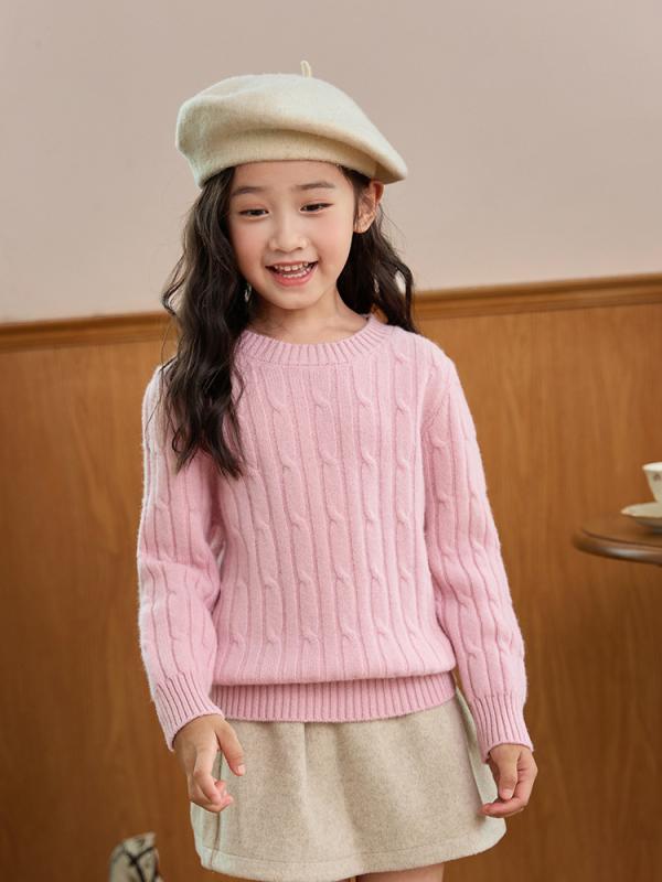 ニット キッズ 子供用 100% 羊毛 セーター 厚手 ケーブル編み プルオーバー 男女兼用 かわいい おしゃれ 普段使い