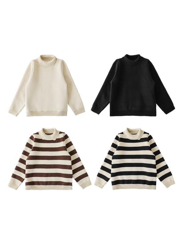 ニット キッズ 男の子 裏起毛 厚手 冬 あったか 防寒 折り返し ハイネック セーター 普段着