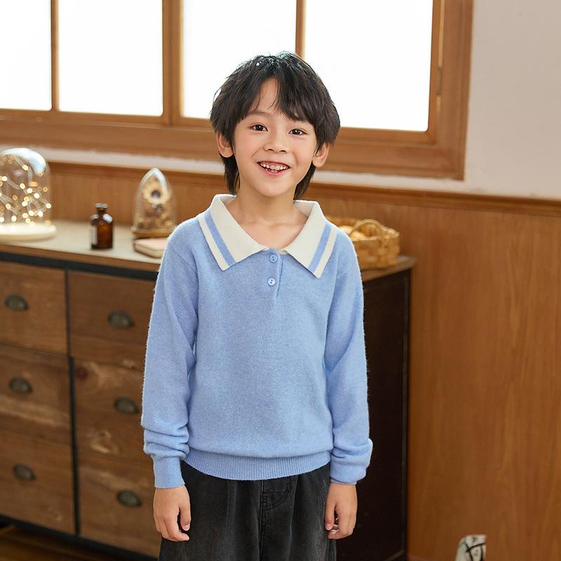 ニット キッズ 子供 男女兼用 長袖 ポロネック ウール セーター トップス 保温 インナー 秋冬 あったか・性別: 男女兼用・スタイル: カジュアル・袖丈: 長袖・ネックライン: POLO襟・カラー: 初桃ピンク, 花ブルー・対象年齢: 中小児童（3～8歳, 100～140cm）・素材: 羊毛100%・カテゴリ: 子供用セーター