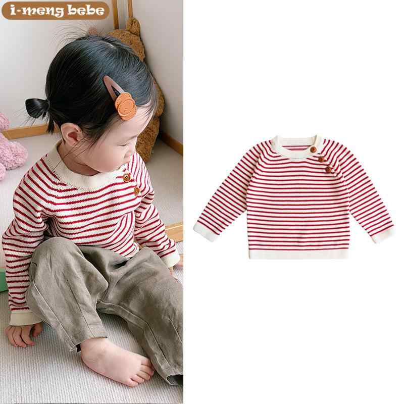 ニット 子供服 かわいい A類 ベビー やわらか 秋冬 厚手 防寒 男女兼用 プルオーバー セーター・性別: 男女兼用・生地: 柔らかい・スタイル: カジュアル・対象年齢: 1～3歳 (80～100cm)・シーズン: 冬、春、秋・糸の太さ: 普通・厚さ: 普通・袖丈: 長袖・留め具: プルオーバー・柄: ストライプ・素材: 綿・主な素材: 綿100%・ネックライン: ラウンドネック・帽子有無: 無し・色: 赤ストライプ・対応身長: 80cm, 90cm, 100cm, 110cm, 120cm・種類: 子供用セーター