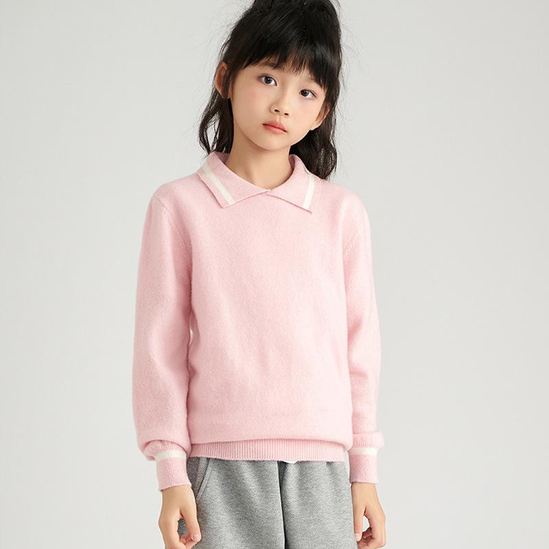 ニット・セーター キッズ 子供 男女兼用 ウール100% 秋冬 プルオーバー 配色 暖かい ゆったり 保温性