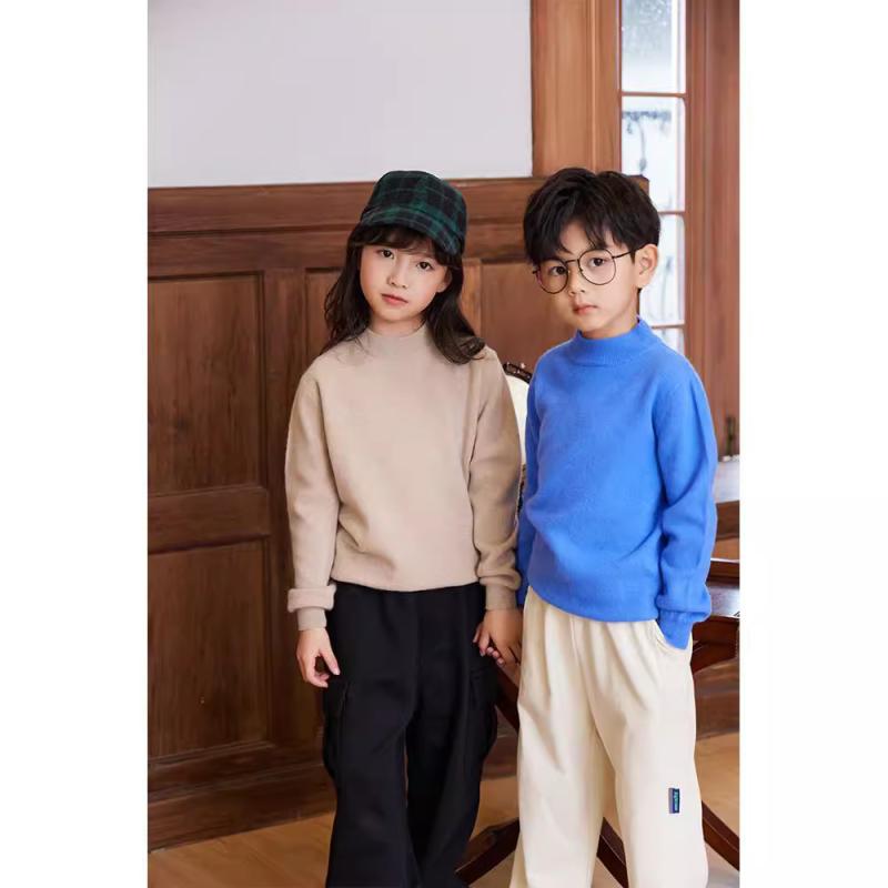 ニット 子供服 半袖セーター ウール100% 男女兼用 クルーネック プルオーバー チクチクしない 洗える 無地 インナー 秋冬 防寒 あったか 普段着