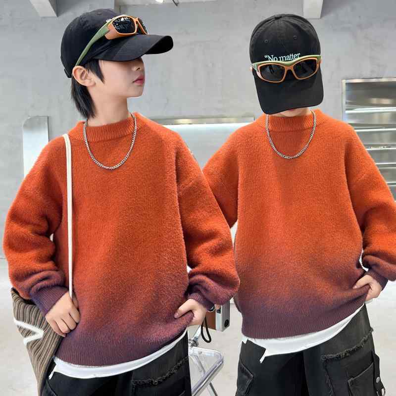 ニット キッズ 男の子 厚手 セーター 子供服 冬服 丸首 暖かい 毛糸 トップス