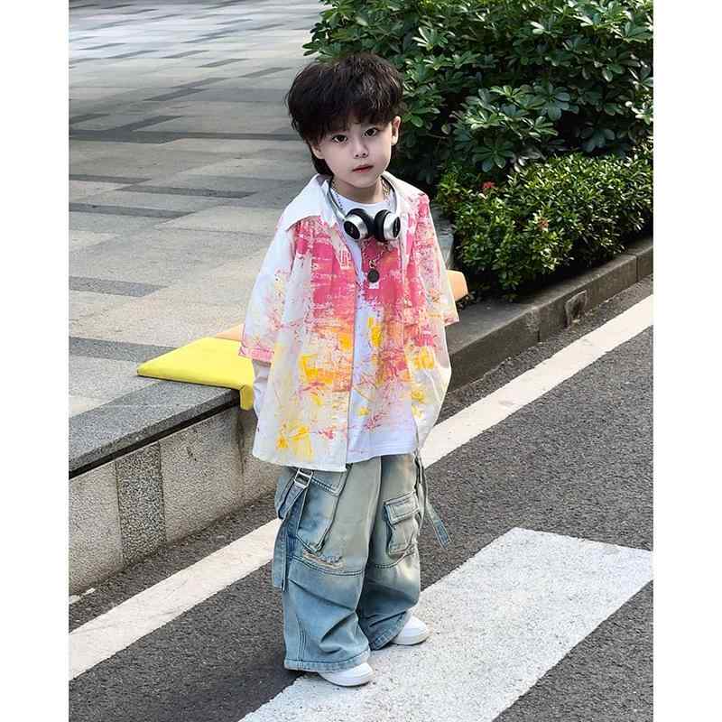 2子供服 春夏 半袖シャツ ブラウス トップス 薄手 かわいい 接触冷感 再生繊維 切り替え 普段使い