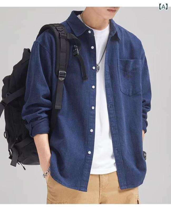 Short Sleeves （Shape Holding） - シャツ メンズ 秋冬 コーデュロイ シャツ 裏起毛 厚手 ゆったり アメカジ レトロ トップス 羽織り
