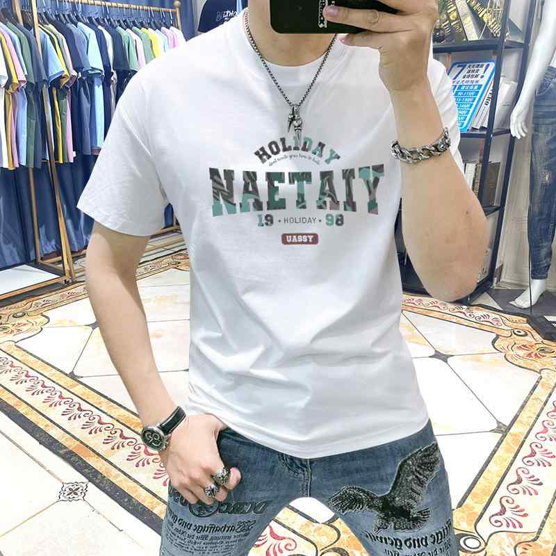 Tシャツ メンズ 男性用 トップス 個性的なアルファベット柄 スリムフィット 半袖 カットソー 着心地の良いインナー2