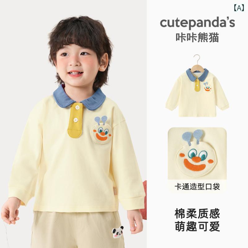 Tシャツ ベビー服 男の子 ポロシャツ 長袖 カットソー 子供服 トップス 女の子 インナー 春秋 かわいい・性別: 男女兼用・スタイル: カジュアル・袖丈: 長袖・対象年齢: 1~3歳 (80~100cm)・シーズン: 春秋・柄: カートン・素材: 綿100%・ネックライン: 翻领・カラー: 米白色, 藏青色・対象身長: 73cm, 80cm, 90cm, 100cm, 110cm, 120cm・製品カテゴリ: 童Tシャツ