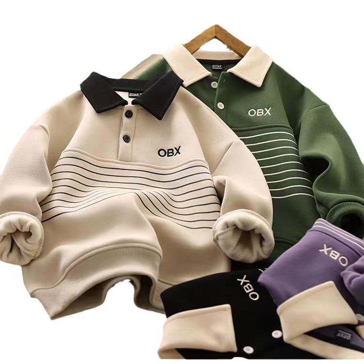 トレーナー キッズ 男の子 裏起毛 ポロシャツ 秋冬 子供服 一体型フリース あったか トップス