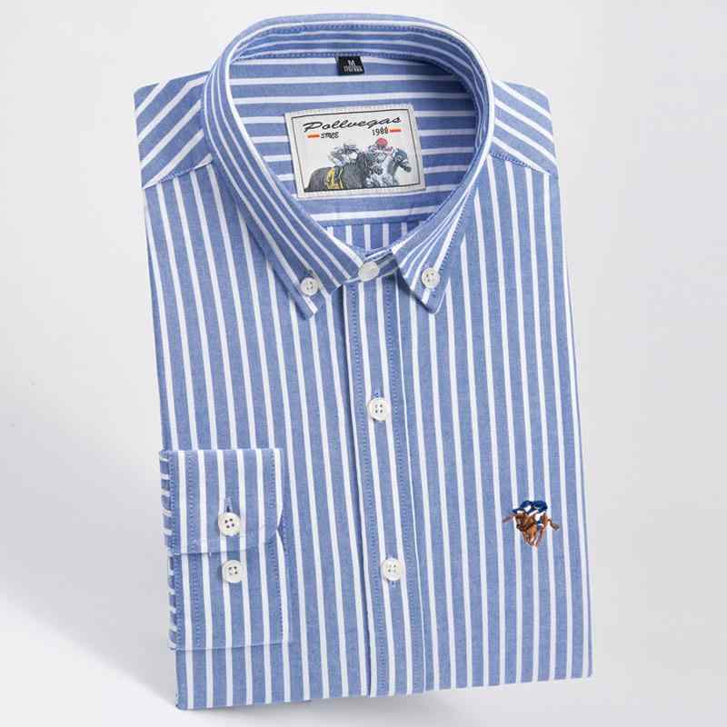シャツ メンズ 男性用 長袖 コットン オックスフォード ストライプ カジュアル 紳士服 綿100％ 快適