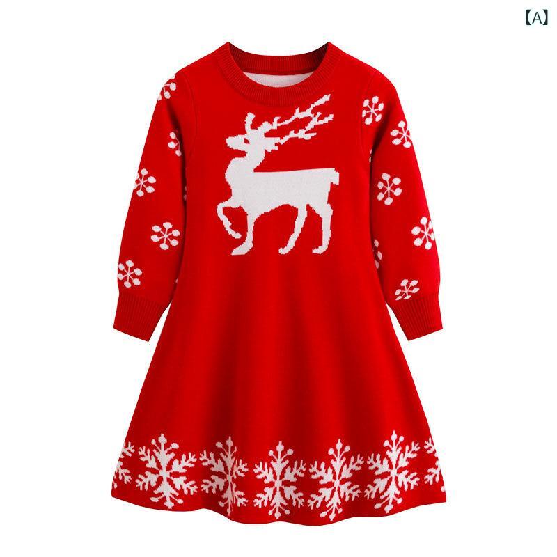 ワンピース 子供 赤ちゃん 女の子 クリスマス トナカイ かわいい ニット セーター ...