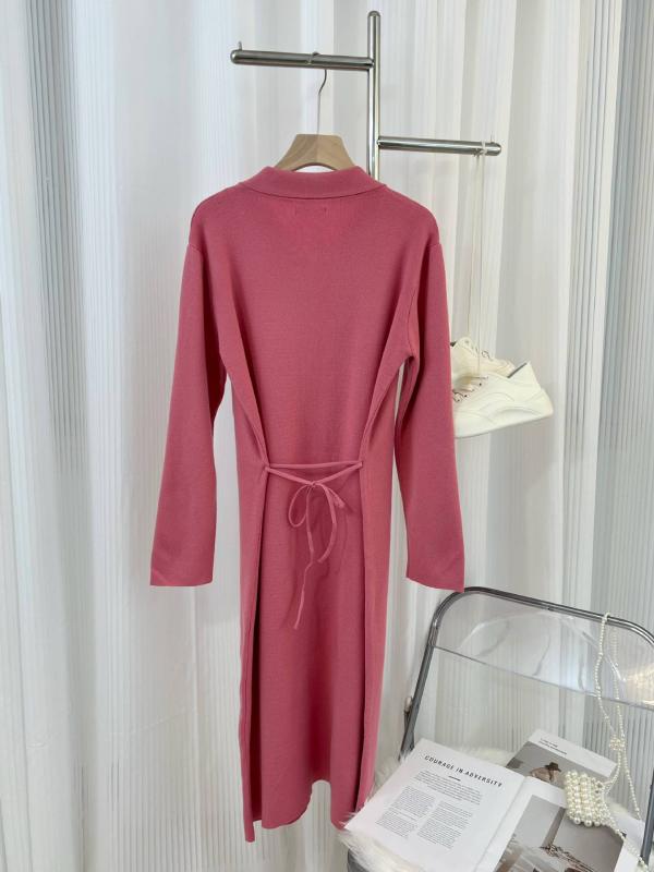 ワンピース レディース 秋冬 ニット ロング カーディガン 膝丈 長袖 ゆったり 普段使い 部屋着 あったか 防寒