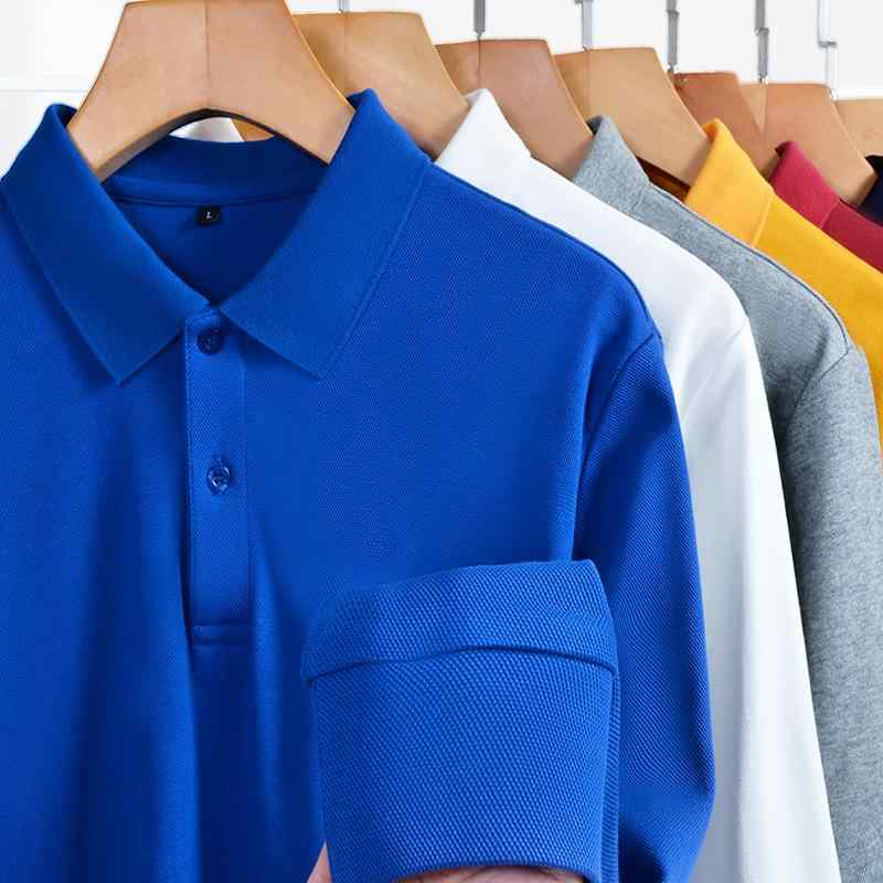 ポロシャツ 男性用 長袖 コットン 高品質 ビジネス Tシャツ 作業着 広告 プリント カスタム