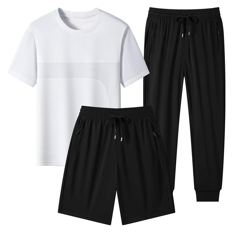 Tシャツ メンズ 男性用 半袖 短パン 長ズボン 3点セット 接触冷感 スポーツ 普段使い 部屋着