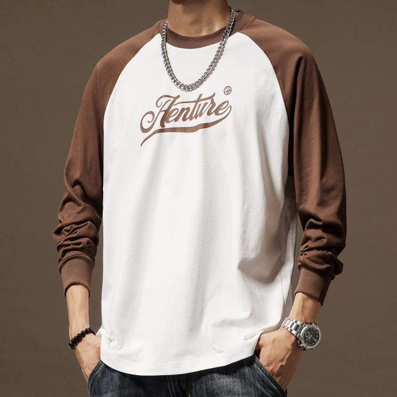 Tシャツ 男性用 秋物 新作 長袖 丸首 ビッグシルエット ゆったり インナー カットソー 260g