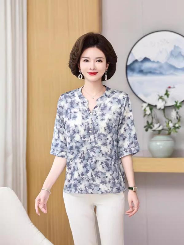 Tシャツ レディース 大きいサイズ 中老年 上衣 小衫 ゆったり 婦人服 着痩せ おしゃれ かわいい 花柄 トップス