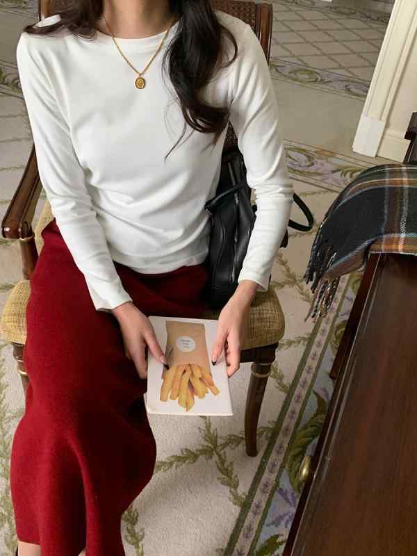 Tシャツ レディース 接触冷感 磨毛 ラウンドネック トップス インナー 普段使い レイヤード 重ね着