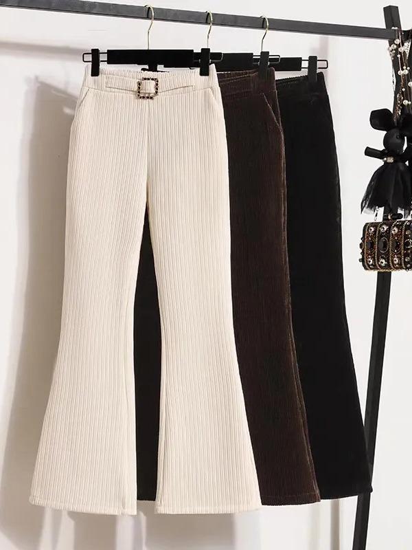 パンツ レディース シェニール 微フレアパンツ 秋冬 高見え 美脚 ロングパンツ ハイウエスト リラックス ゆったり