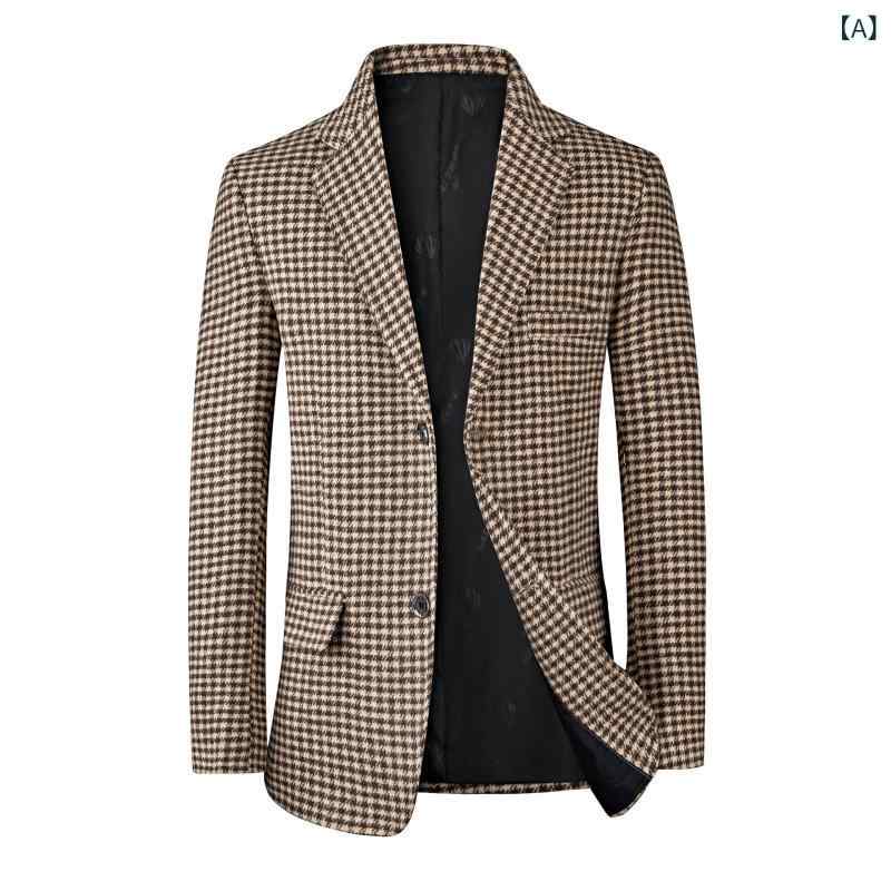 ジャケット メンズ 男性用 カジュアル 格子柄 ブレザー 春秋 韓国風 細身 トップス