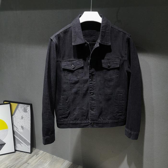 ジャケット 男性用 デニム ウォッシュ加工 ブラック ジージャン ブルゾン 韓国風 カジュアル 春秋 アウター2