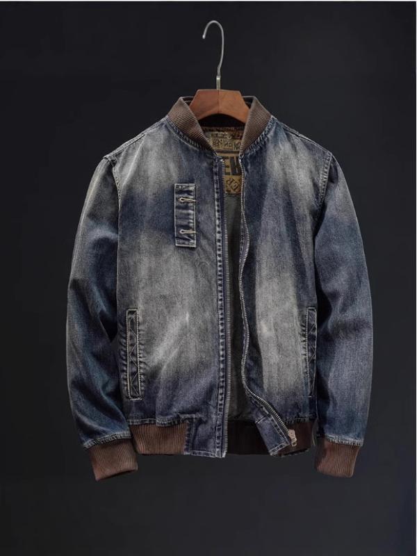 ジャケット 男性用 デニム Gジャン アウター カジュアル レトロ 大きいサイズ スタンドカラー ジップアップ ライダース バイク