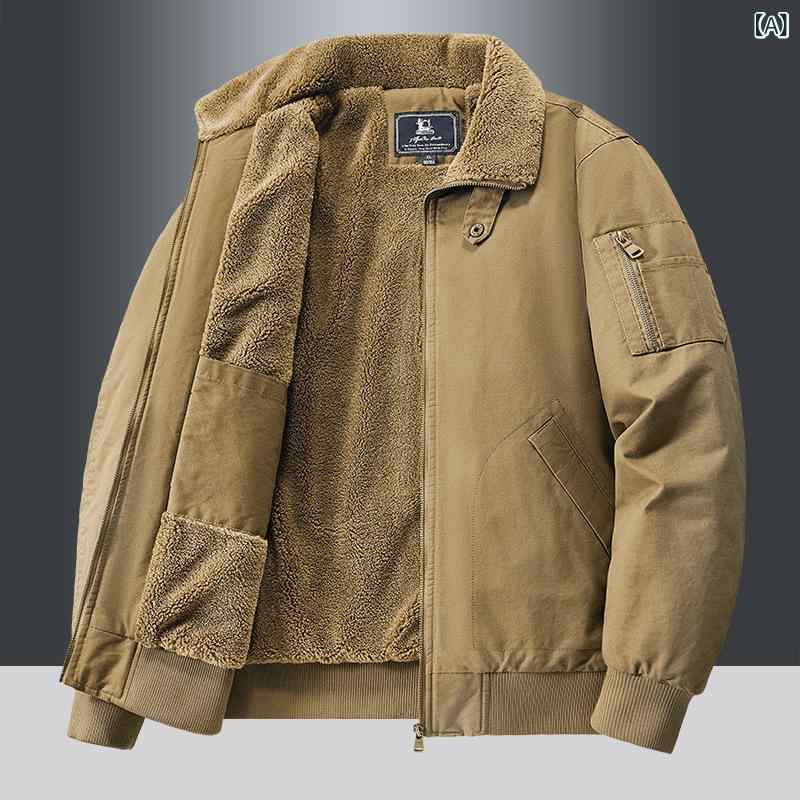 ジャケット 男性用 綿入り 裏起毛 厚手 防寒 アウター メンズ カジュアル ワークウェア 秋冬