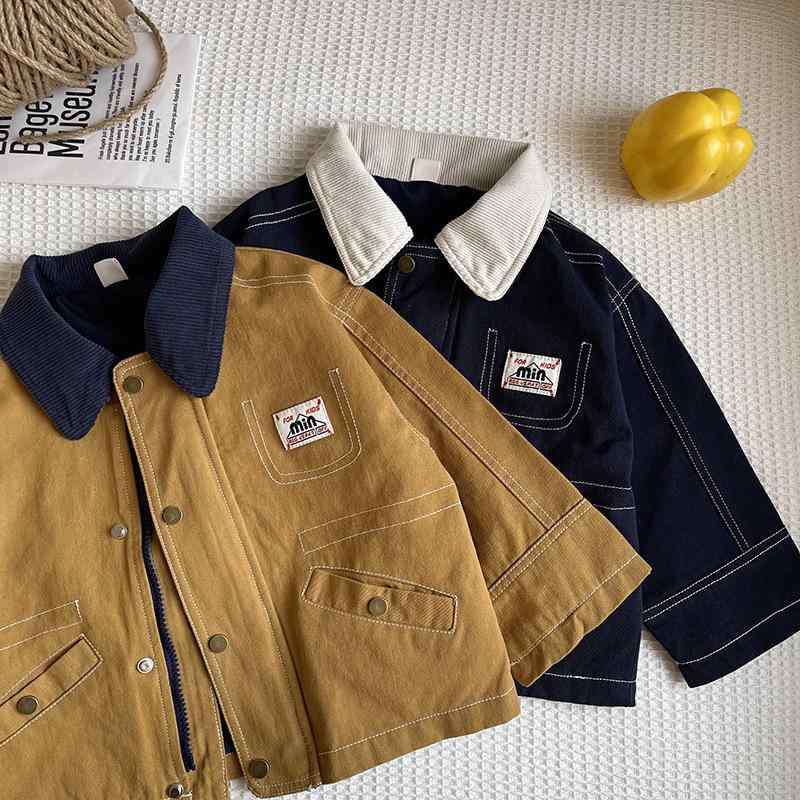 子供服 デニムジャケット 春秋 男の子 ワークジャケット アウター トップス ボーイズ 幼児 襟付き