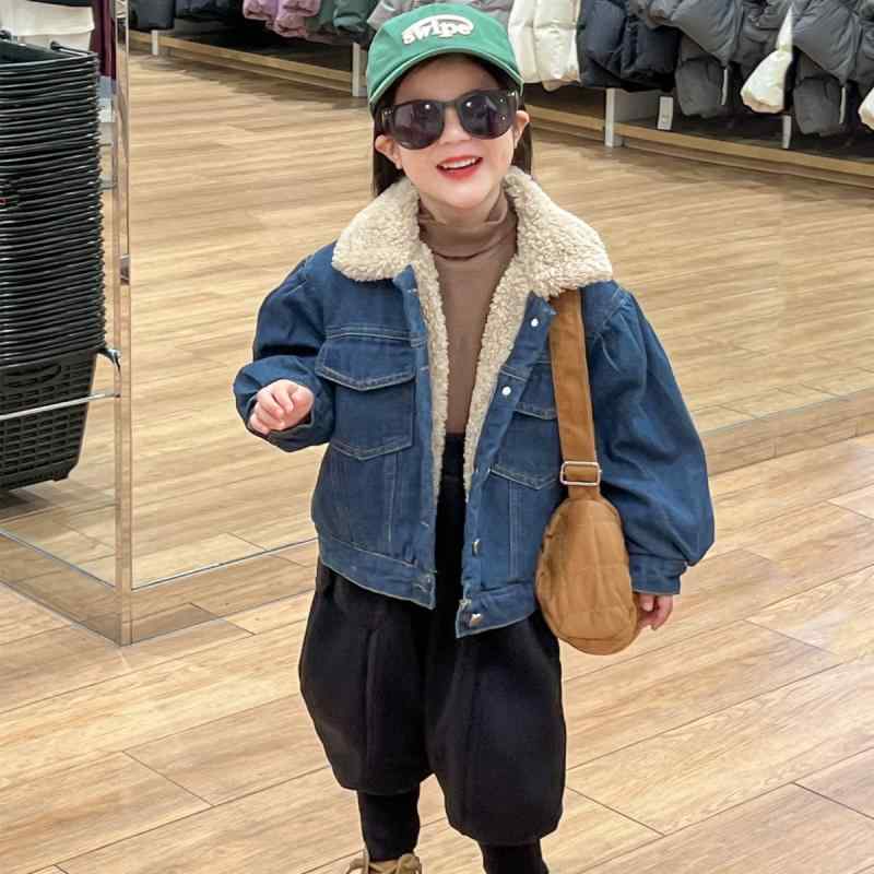 ジャケット キッズ 女の子 裏起毛 デニム 子供服 韓国風 ゆったり 厚手 防寒 ジージャン アウター