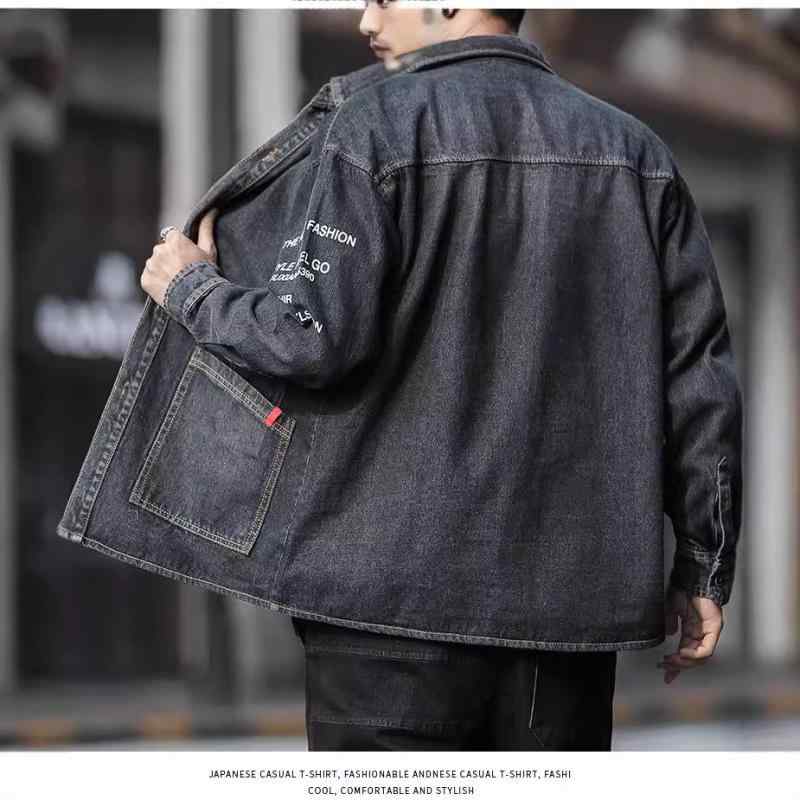 ジャケット 男性用 デニムジャケット 日系 復古 Gジャン ゆったり ブラック 大きめサイズ デニム アウター