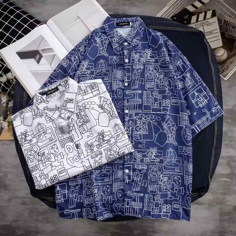 樂天商城 - シャツ 男性用 デニムシャツ 半袖 美品復古 ワークシャツ カジュアル ゆったり 痞帅 アウター2