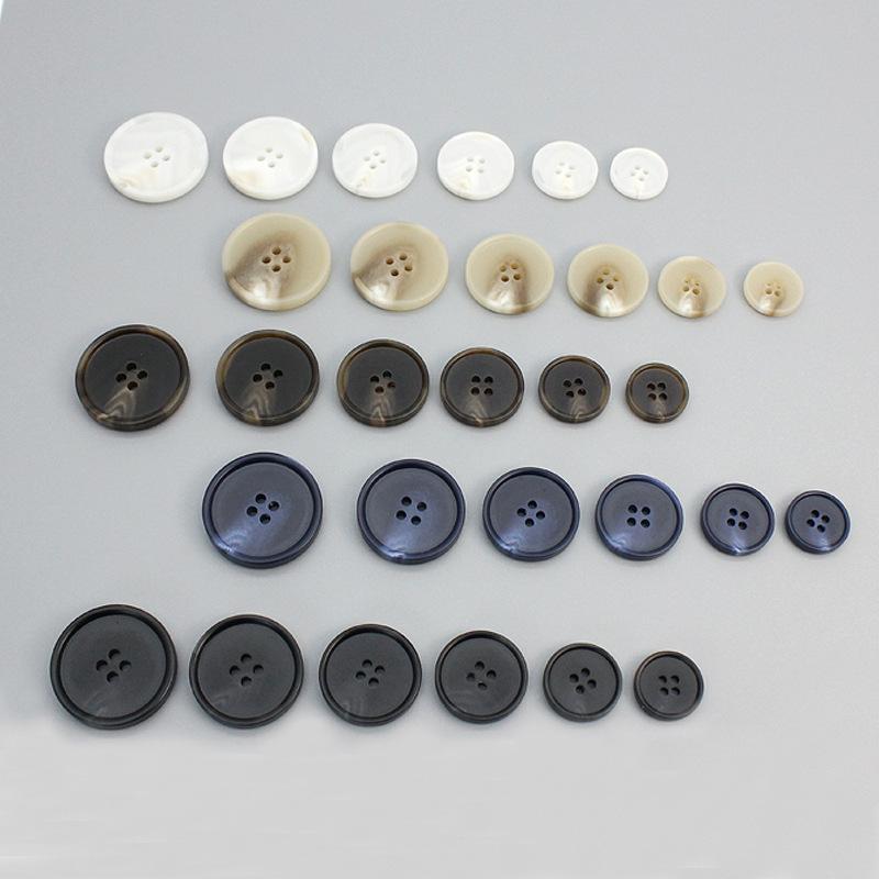 Button - ボタン レディース 樹脂ボタン 花柄 咖色 ブルー 細縁 四つ穴 コート 高級感