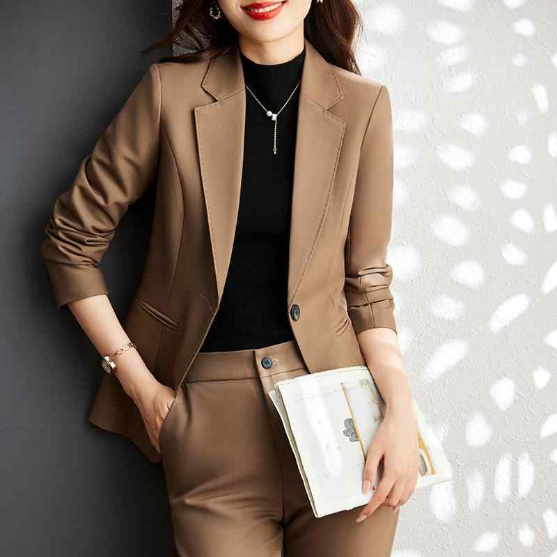 Other - スーツ レディース 秋冬 韓国風 スタイルアップ 仕事服 オフィス ビジネス 通勤 フォーマル 長袖 ジャケット パンツ 上下 セット 無地