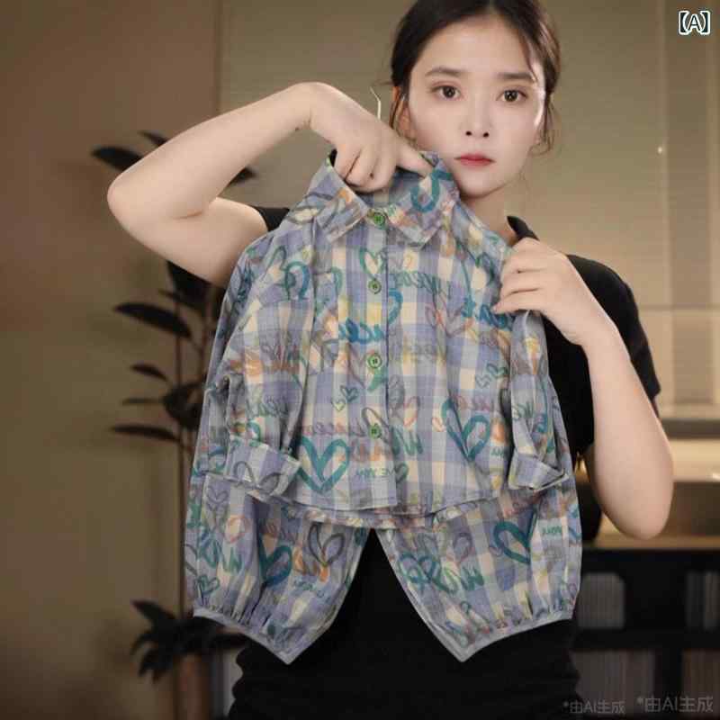 シャツ キッズ 子供 格子柄 連帽 襟付き トップス カットソー 長袖 男女兼用 韓国風 ファッション カジュアル セットアップ